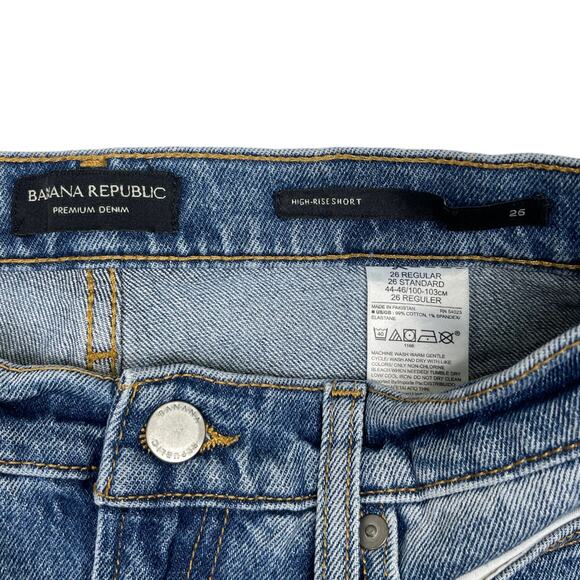 Banana Republic High Rise 8" Denim Shorts 26 Cutoff Frayed Long Distressed - Picture 4 of 4